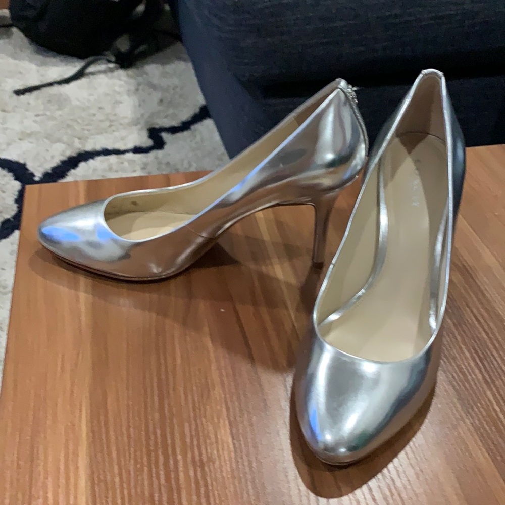 Coach metallic silver heels